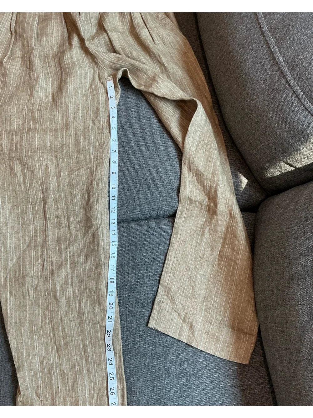 Zara Linen-Blend Pants in Light Brown